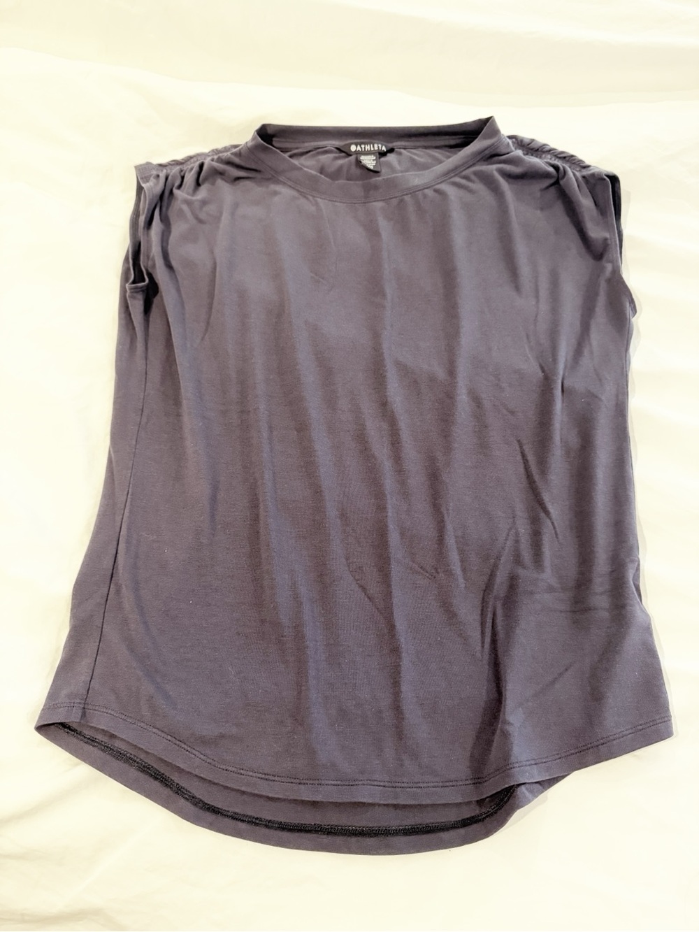 Athleta Black Ruched Sleeve Tee Size XXS